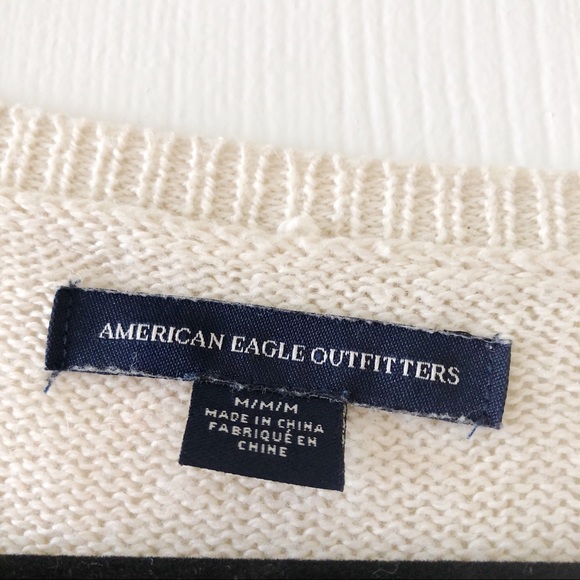 American Eagle Sweater with Striped Sleeves - Picture 2 of 2